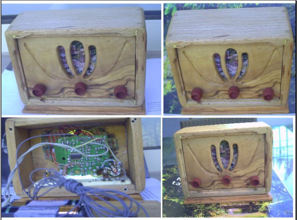 Radio en miniatura de olivo